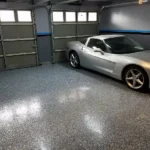 Epoxy Garage Flooring with silver car