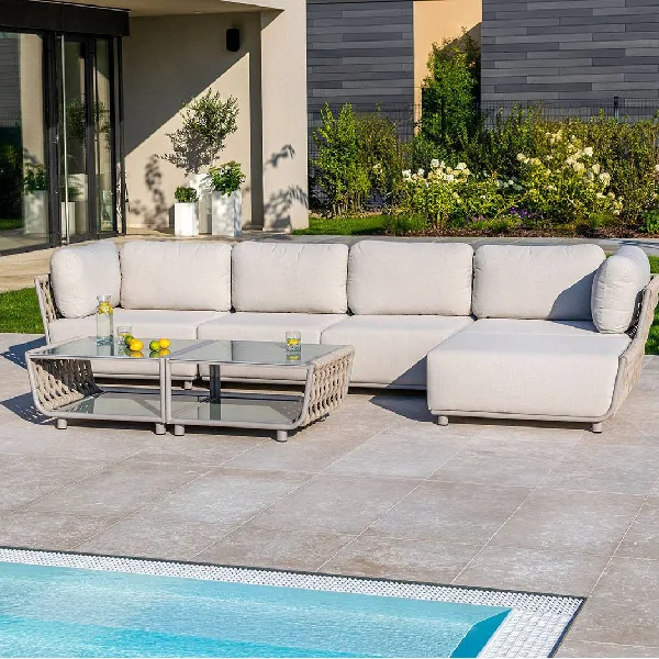 Light-colored modular outdoor sectional sofa