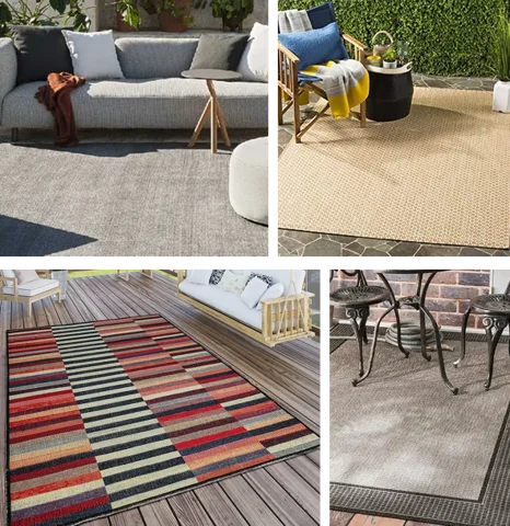 Montage of four different outdoor carpets