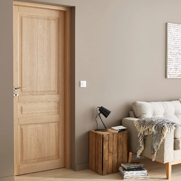 Natural oak interior door with two rectangular panels
