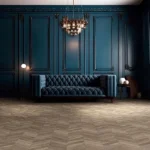 Light oak LVT in herringbone style