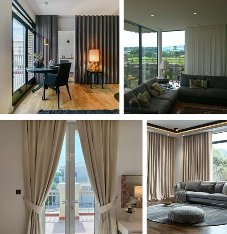 college of four different blackout curtains