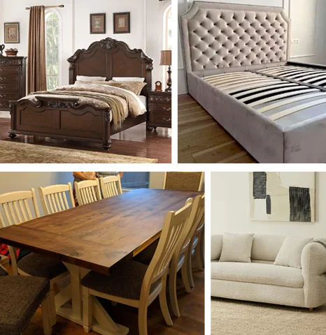 college of four images that show custom furniture