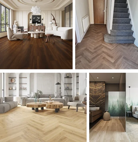 different interior settings showcasing various styles of LVT flooring