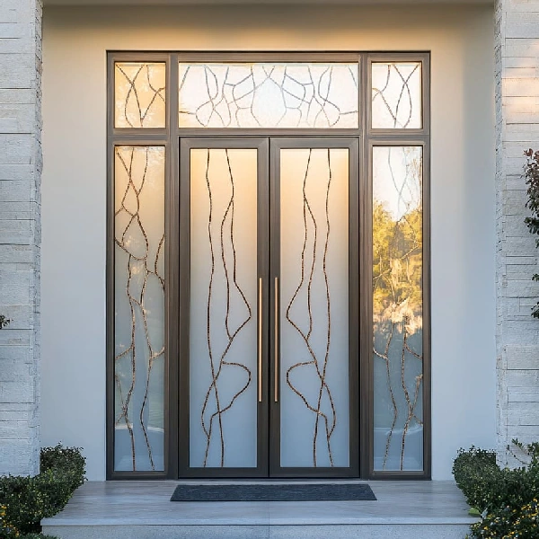 double glass entry doors with frosted glass