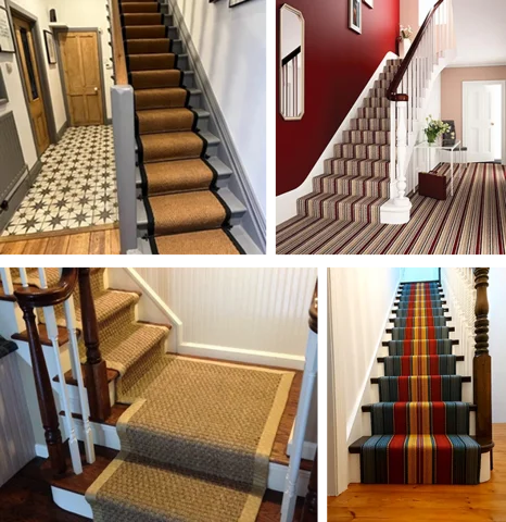 images showcasing different styles of stair runners