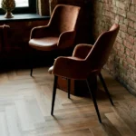 modern armchairs upholstered in velvet