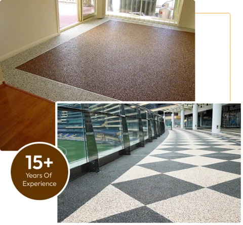 stone carpet flooring in two different settings