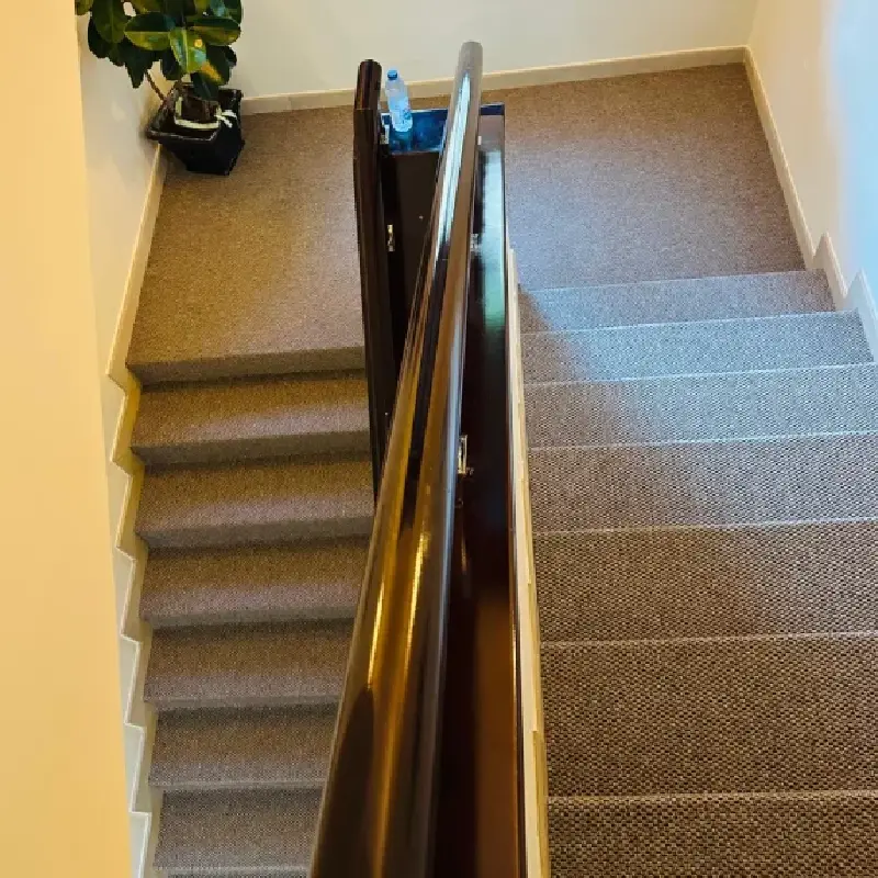 top and down view of sisal stair carpet