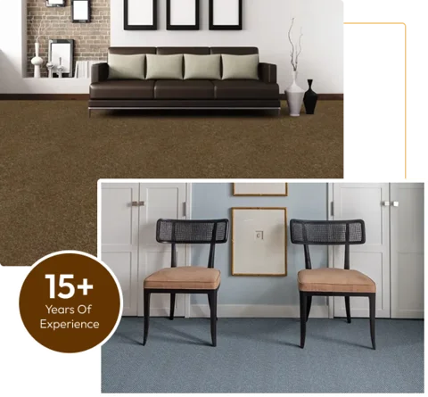 wall to wall brown and blue carpet in a living room