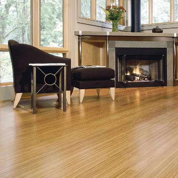 Dark brown vertical grain bamboo flooring