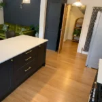 Kitchen with natural-colored bamboo flooring