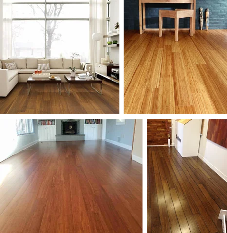 bamboo flooring in various stains and plank widths in different rooms