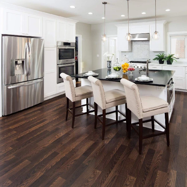 textured bamboo flooring featuring a distinct grain and darker knots