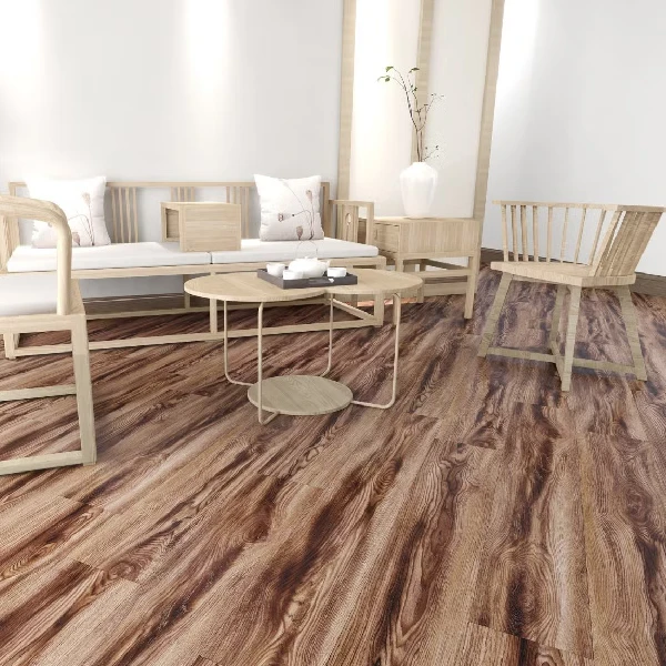 vinyl hybrid bamboo flooring with a rich, highly visible wood grain texture