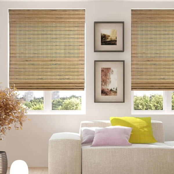 Bamboo blinds in living room