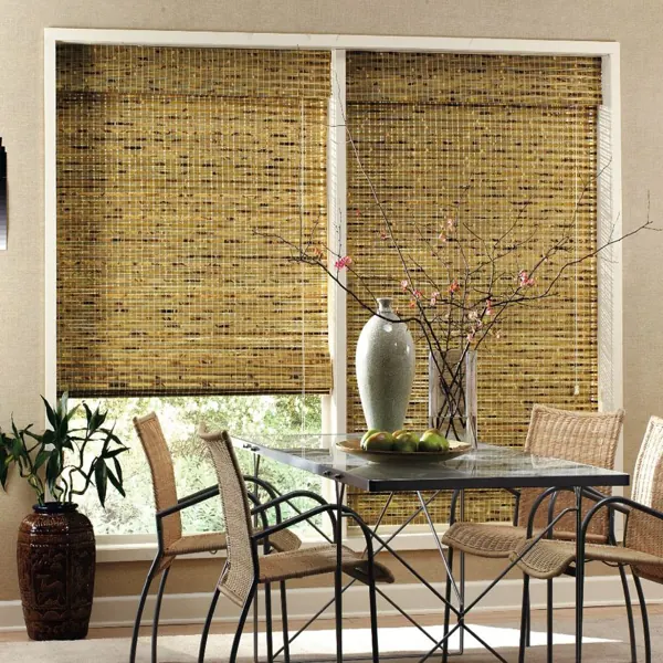 Bamboo blinds installed in dining area