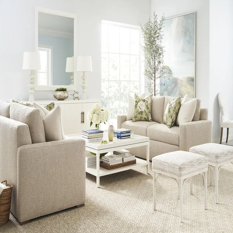 Furniture customization in a bright living room