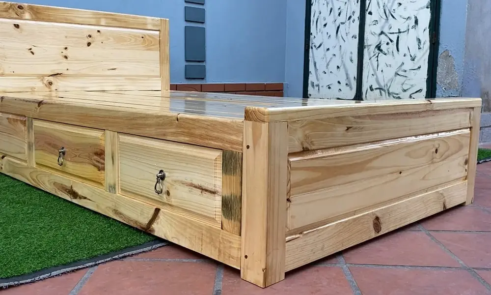 Wooden Bed with Storage